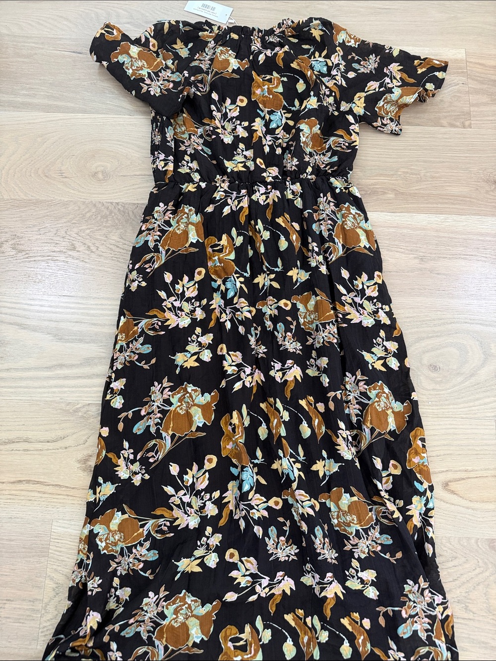 NWT Baltic Born Hathaway Midi Dress Black Floral Smocked Size M - Picture 8 of 9